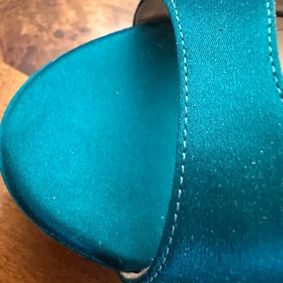 Yves Saint Laurent Blue Satin Slingback Heels